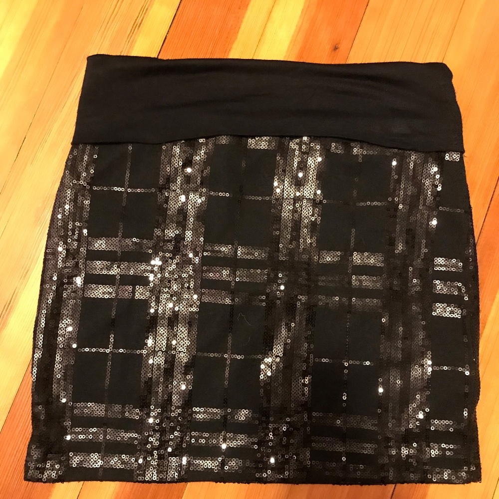 Black Sequin Bodycon Skirt